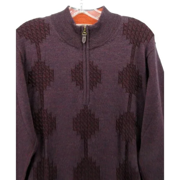 Raffi Sweater Medium Extra Fine Merino Wool 1/4 Zip Pullover Cable - Picture 2 of 10